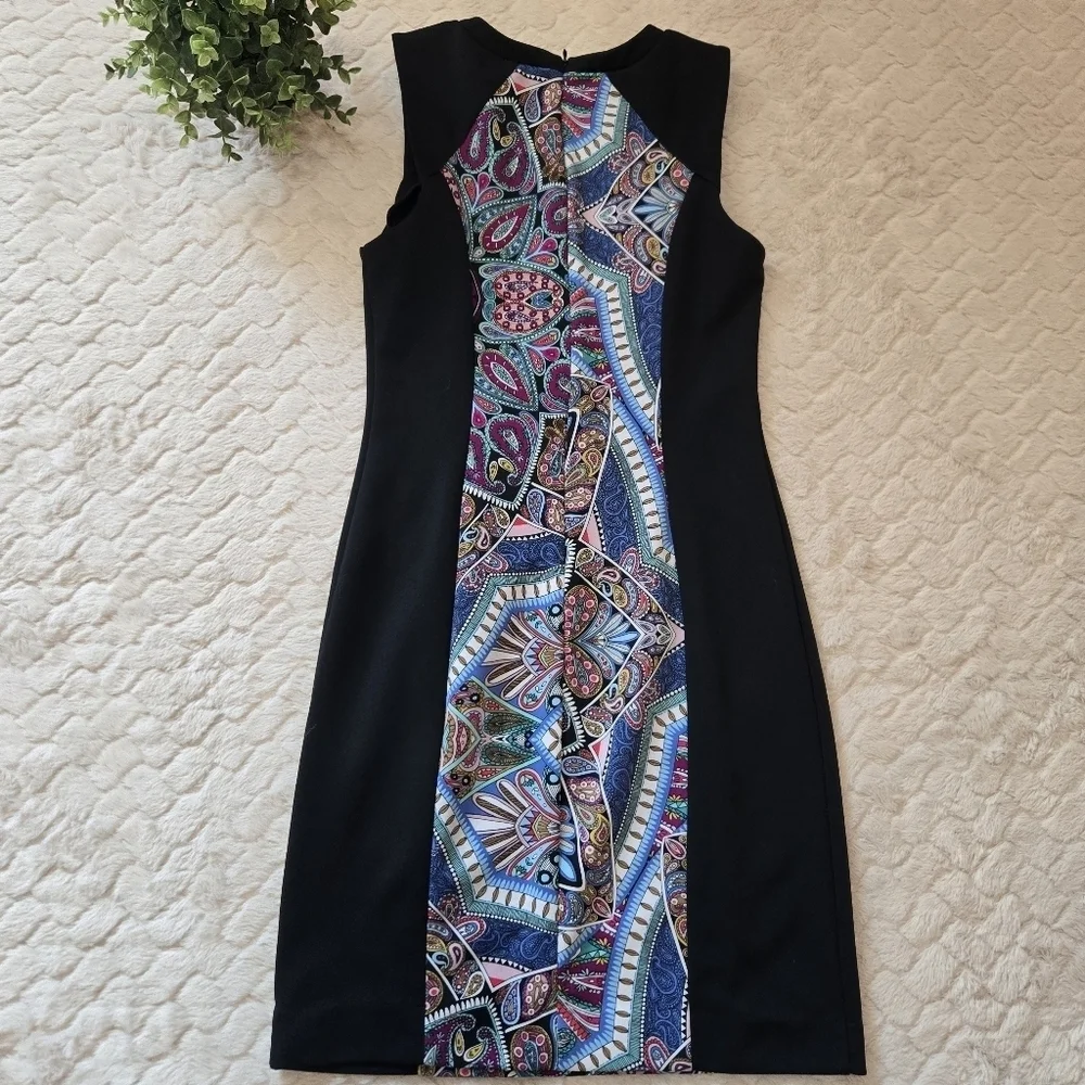 Nicole by Nicole Miller Black and Paisley Bodycon Party Mini-Dress, Size Medium